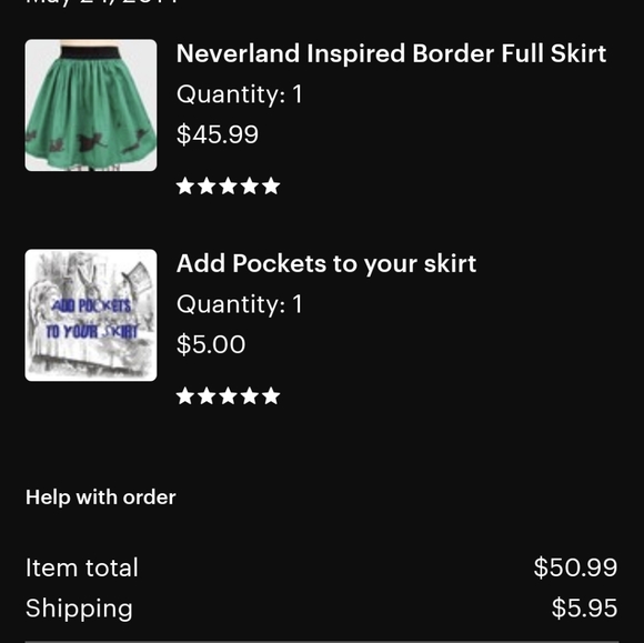 Peter Pan, Neverland, inspired circle skirt with pockets, around XL - Picture 10 of 11